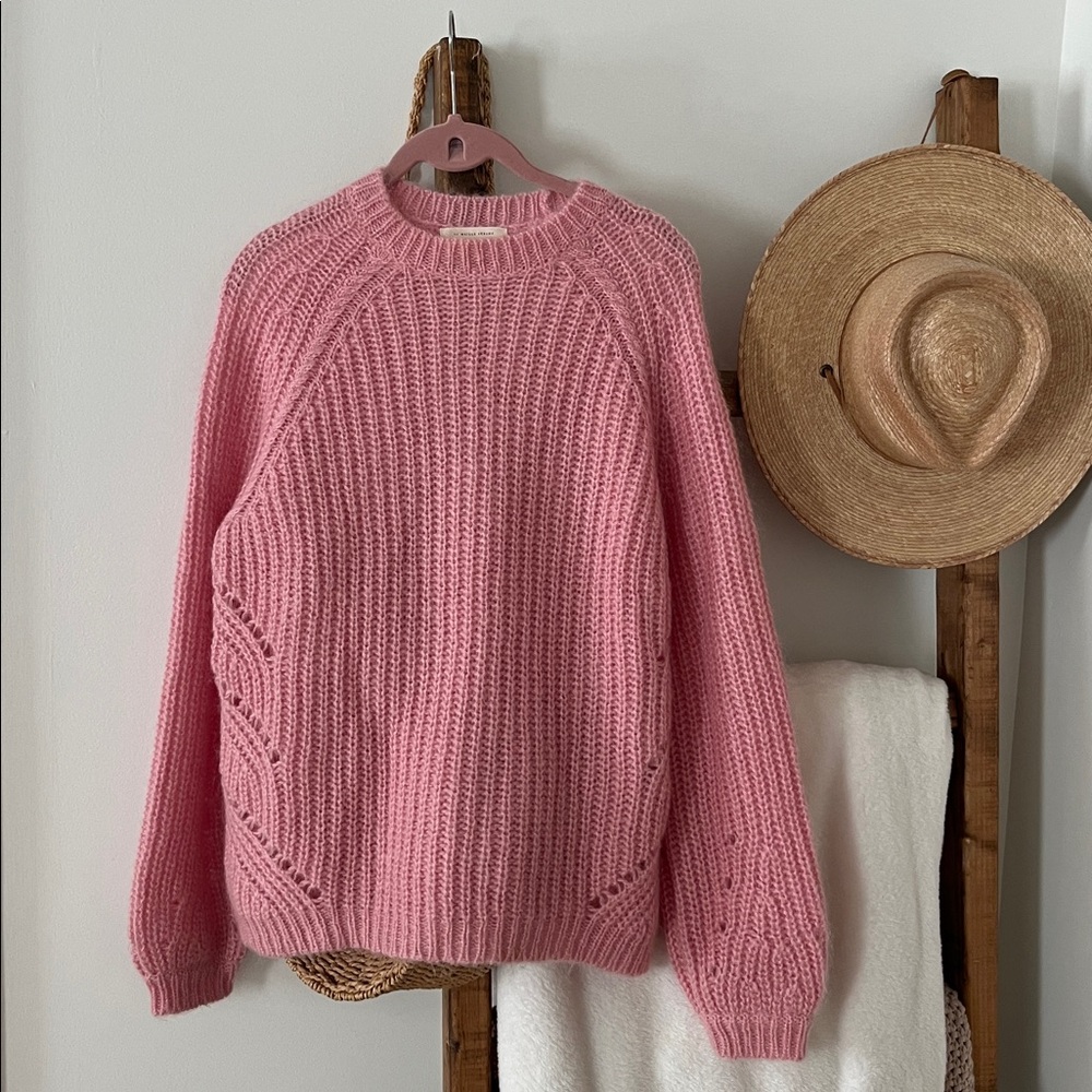 Sézane Dwee Wool Mohair Blend Mockneck Sweater Pink XL